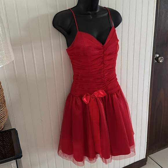 Like new! Jessica McClintock x Gunne Sax Spaghetti Strap Red Dress sz 5 - Picture 6 of 11